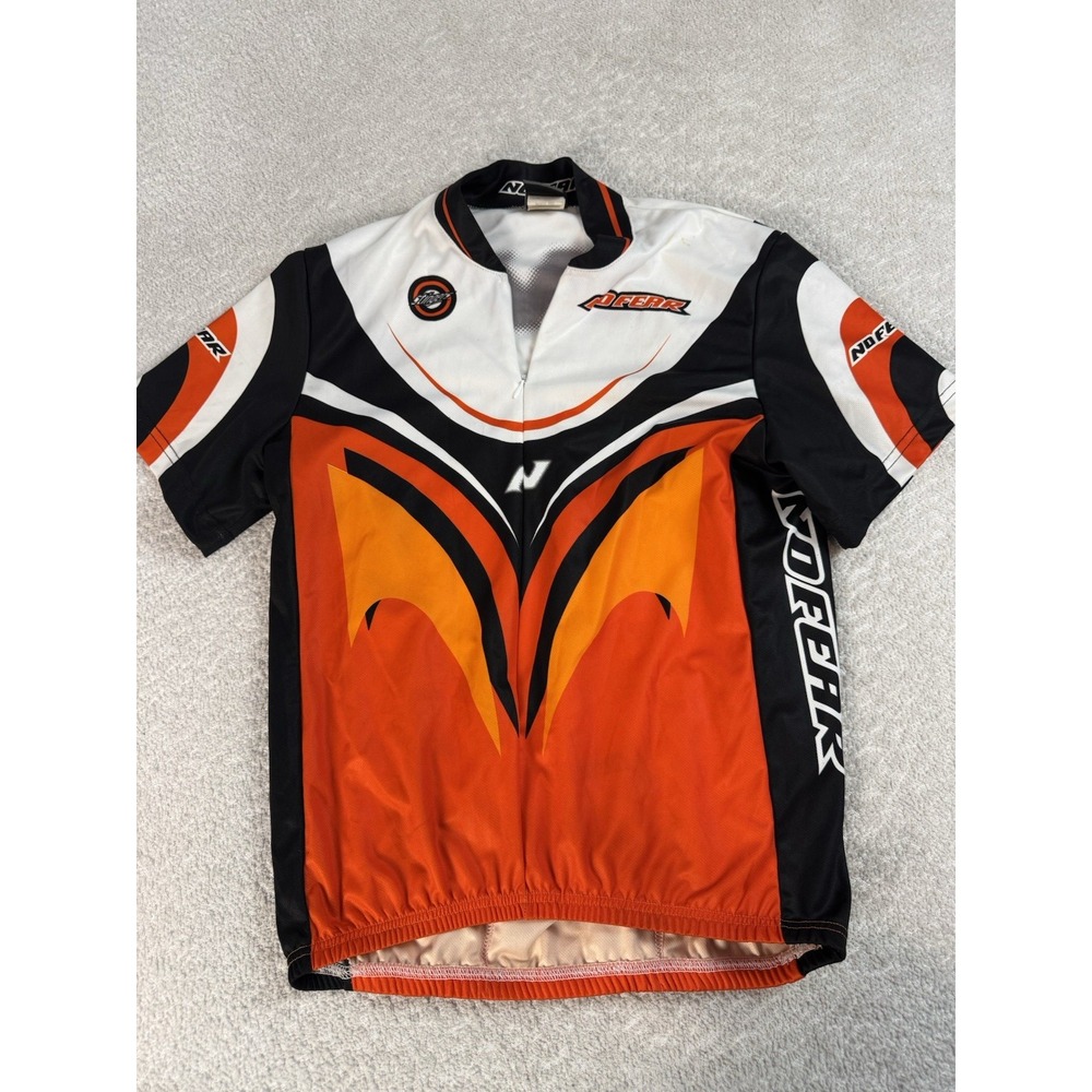 No Fear Mens Motocross Jersey Shirt Retro Orange White 1/4 Zip‎ 2000s M